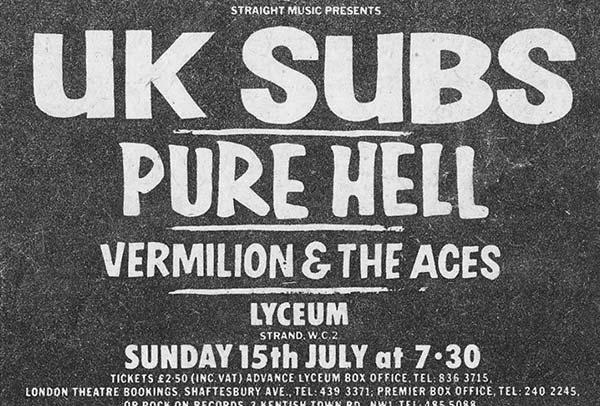 UK Subs and Vermilion, London Lyceum, 15 July 1979